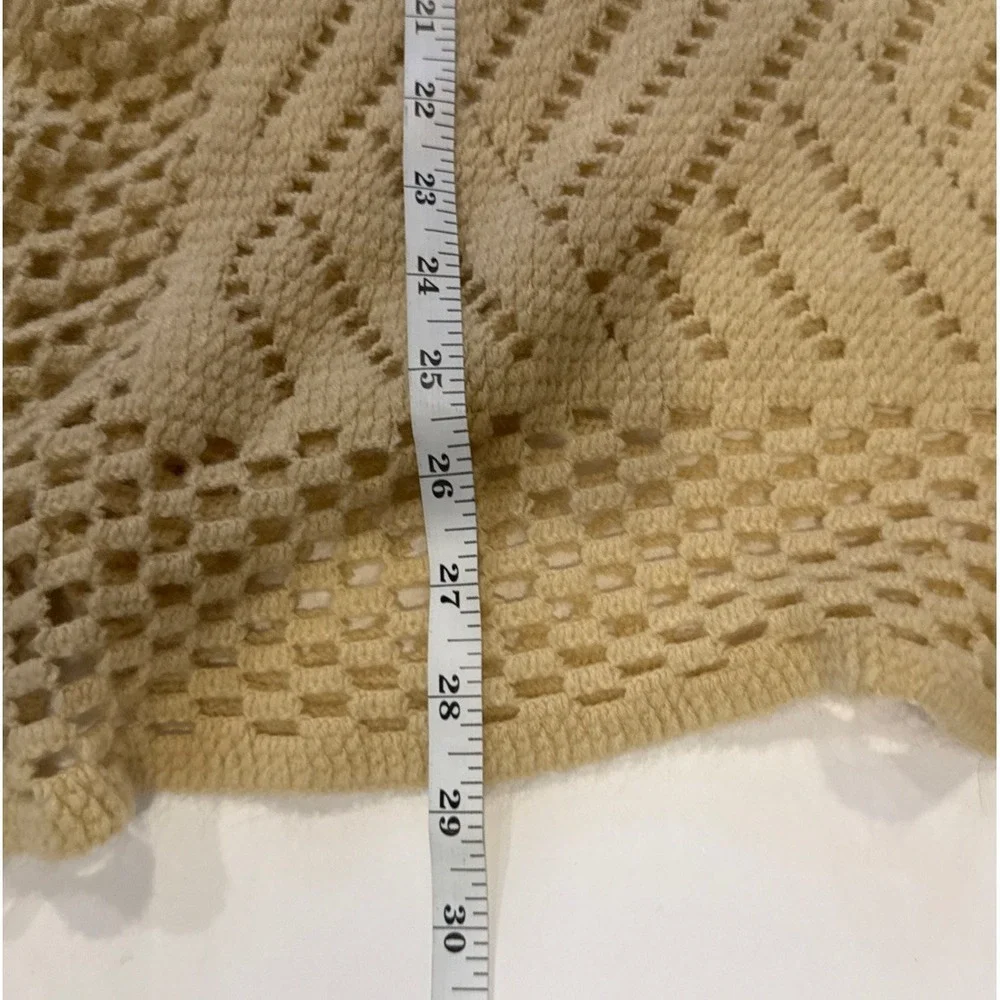 LTV Imports Beige Tan Woman's Shawl With Fringe, Overhead Square Style Sweater